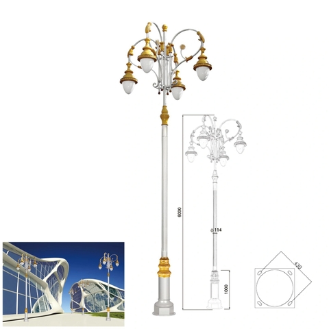 Cột Đèn Sân Vườn 4 Bóng Sơn Vàng Tân Cổ Điển Đúc Tinh Xảo ZSV_TYD-0701 ZALAA Lighting For Project