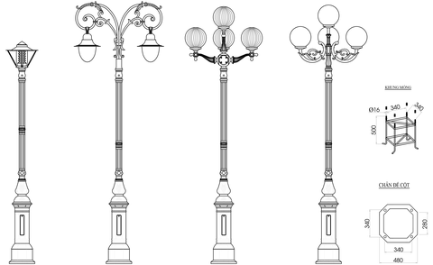 Đế Cột DC05B - Chân Đế Cột Đèn Thép Gang Bền Bỉ Chịu Lực Cao