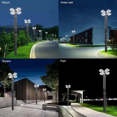 Cột và Đèn LED Chiếu Sáng Sân Vườn ZSR-2025 Smart City - Tấm Pin Dọc Vertical