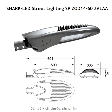 Đèn Đường LED 60W OEM Philips ZOD14-60 ZALAA Hình Các Mập SHARK-LED Street Lighting