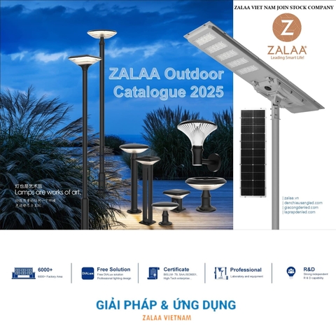 Đèn LED Cảnh Quan Sân Vườn ZALAA - Điện Lưới kết hợp Năng Lượng Mặt Trời