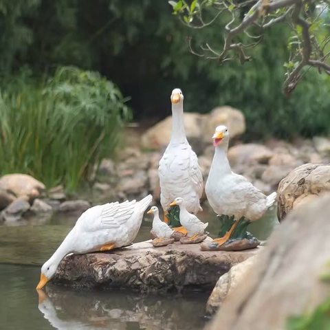 Đèn LED Fiberglass Sợi Thủy Tinh Nhựa tạo hình 3D Đàn Vịt Duck phát sáng Zalaa dành cho Dự án Vườn Ánh Sáng