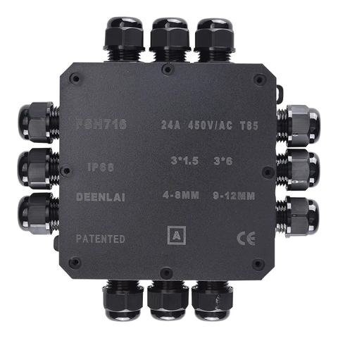 Hộp Nối Điện Deenlai FSH716-A - Chia nhiều cổng từ 2 đến 12 ngả, Chống nước, Ngoài trời IP68 - Linh kiện đèn led Zalaa