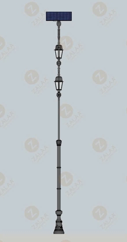 Trụ Cột Đèn Cảnh Quan Solar Landscape Cổ Điển Europe ZSLLP H8M 120W 2 Tay Đèn - ZALAA OEM