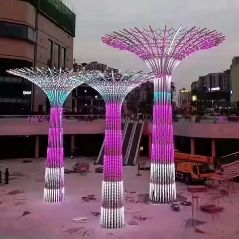 Trụ Đèn ZALAA Mô Hình 3D Tree Motif light Khổng Lồ, DMX 512, RGB đổi màu chiếu sáng công viên, khu trung tâm đô thị