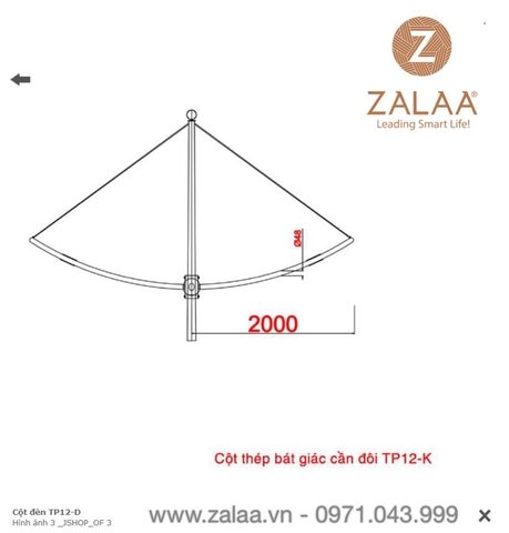 Cột Đèn Thép mạ nhúng kẽm nóng mã số ZCD-TP-12D