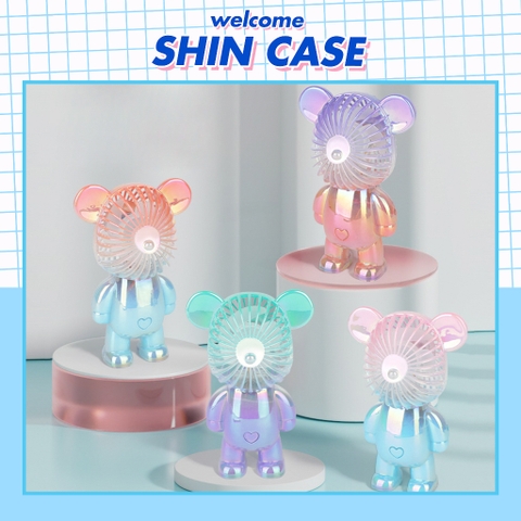 Quạt Tích Điện Mini Để Bàn Cầm Tay Bear Brick