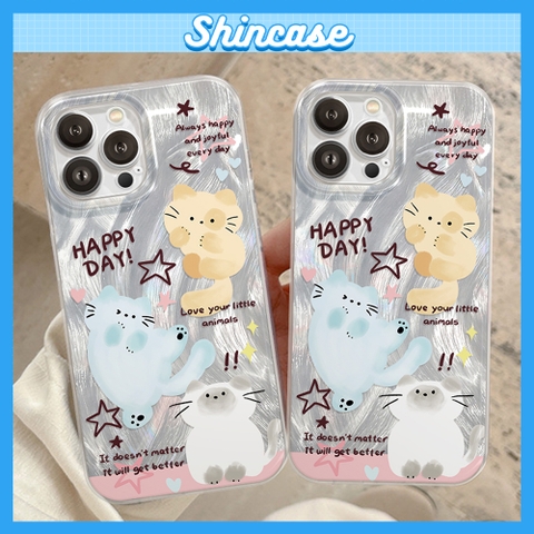 Ốp Happy Cat Mềm Ánh Bạc