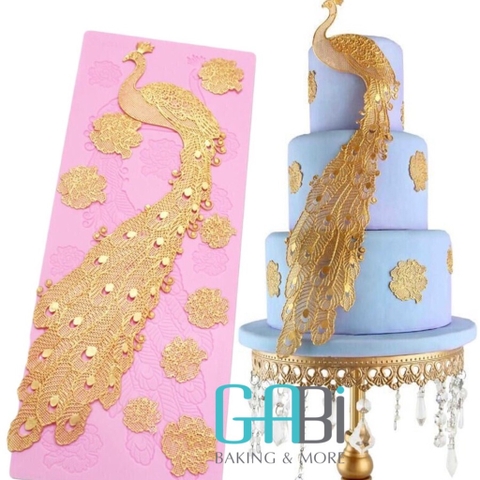 Khuôn silicon fondant ren hình con công