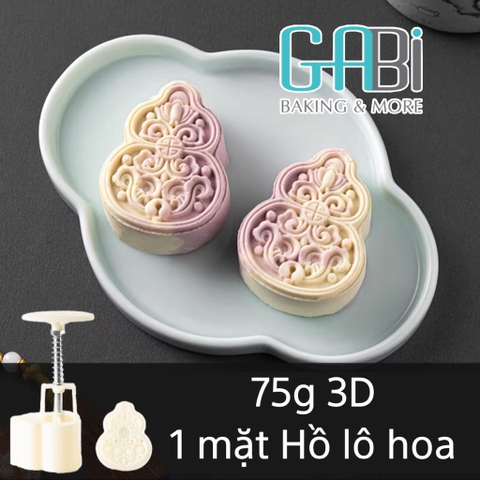 Khuôn nhấn trung thu lò xo 3D 75g - 1 mặt Hồ lô hoa