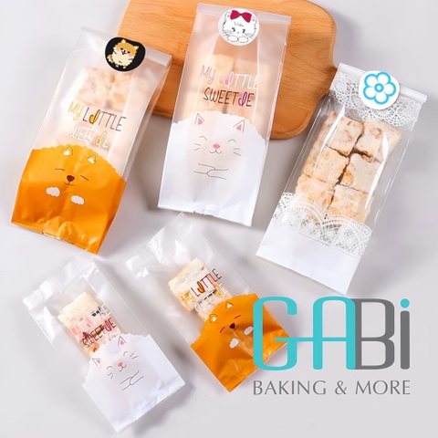 Túi đựng cookie mèo trắng/chó nâu