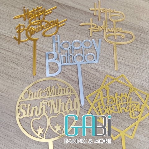 Topper mica chữ HPBD/CMSN