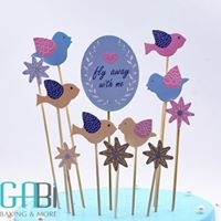 Bộ topper cắm bánh hình chim