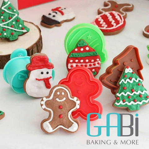 Khuôn nhấn cookie lò xo Noel 4 hình