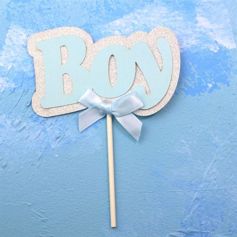 Que topper cắm bánh chữ Boy