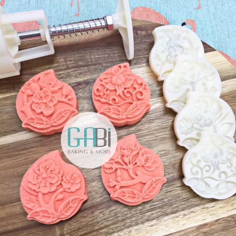 Khuôn trung thu lò xo 4 mặt quả đào 50g
