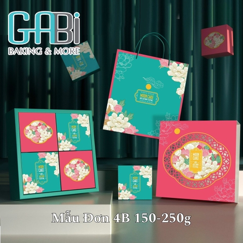 Hộp đựng 4 bánh trung thu 150-250g Mẫu Đơn