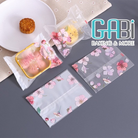 Túi đựng bánh trung thu hoa đào 4 mẫu 100-125g