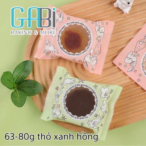 Túi đựng bánh trung thu 75g thỏ xanh hồng