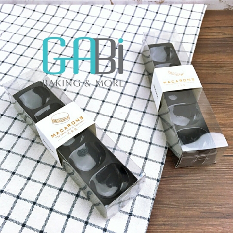 Hộp đựng macaron nắp mica trong