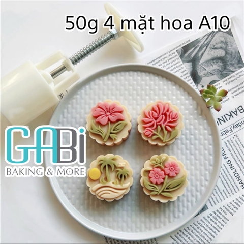 Khuôn trung thu lò xo 50g 4 mặt hoa A10