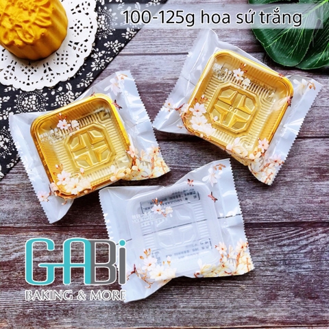 Túi đựng bánh trung thu 100-125g hoa sứ trắng