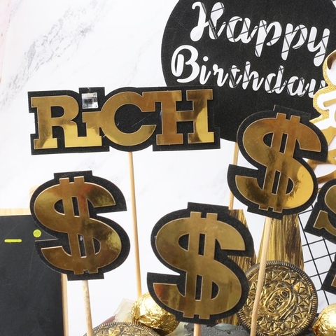Topper giấy chữ RICH vàng