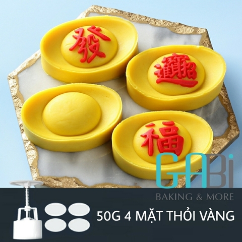 Khuôn trung thu lò xo thỏi vàng 4 mặt 50-65g