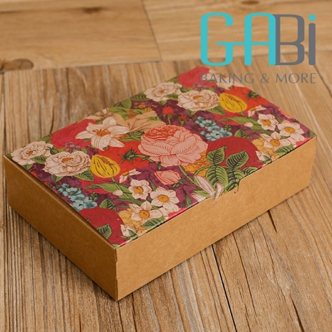 Hộp giấy đựng 6 bánh 50-80g Hoa vintage