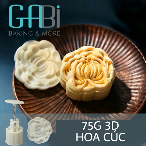 Khuôn nhấn trung thu lò xo 1 mặt hoa cúc 75g