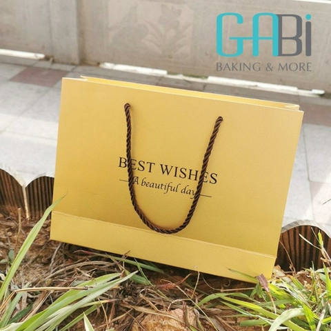 Túi đựng hộp bánh vàng kim Best Wish 27x7x20cm