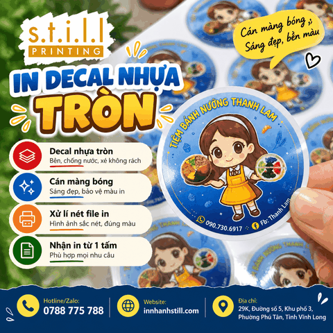 In Tem Tròn Decal Nhựa 4x4cm Cán Bóng Tại Bến Tre – Vĩnh Long