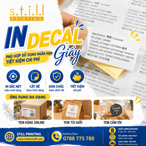 In decal giấy giá rẻ không cán màng tại Bến Tre | Still Printing