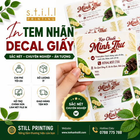In Mẫu Tem Decal Giấy Đơn Giản - Giá Rẻ Cho Sản Phẩm Bánh Kẹo tại Still Printing
