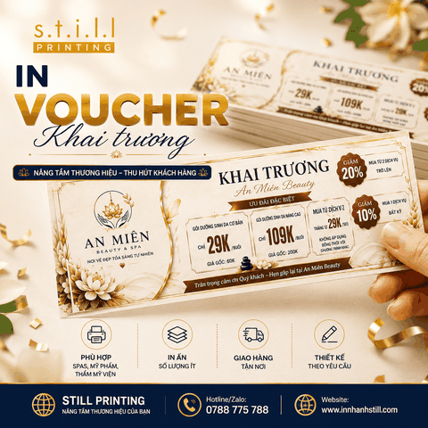 In voucher khai trương sang trọng, chuyên nghiệp cho Spas