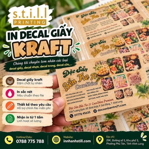 In tem decal giấy Kraft tại Bến Tre - Mẫu tem đặc sản
