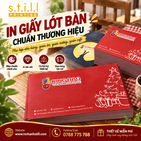 In giấy lót bàn cho nhà hàng, quán ăn tại Bến Tre