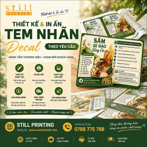 In Tem Nhãn Cán Màn Bóng Cho Nước Uống Đóng Chai - In Nhanh, Số Lượng Linh Hoạt Tại Bến Tre