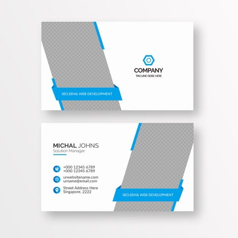 DT49 - Mẫu 5 hộp namecard nền trắng, khung xanh đươn giản