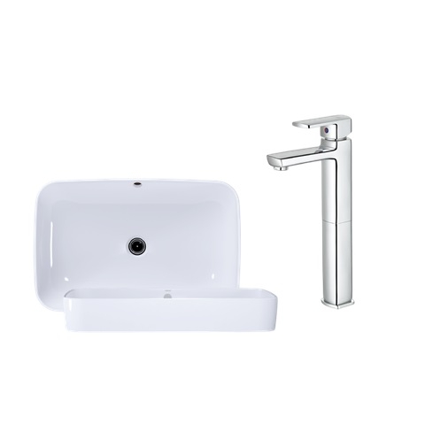 Combo lavabo kết hợp vòi lavabo cao Caesar L5262S + B551CU
