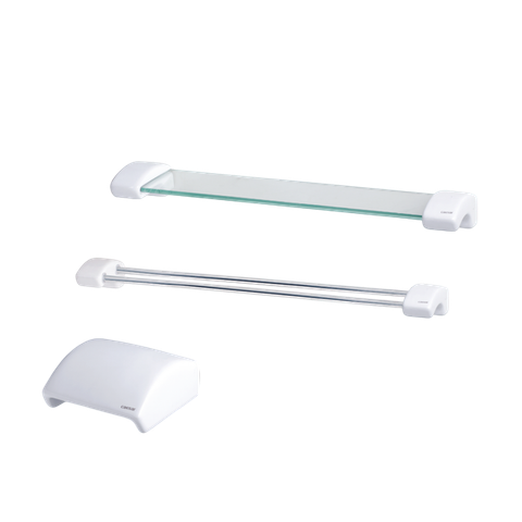 Combo kệ gương + thanh treo khăn + hộp đựng giấy vệ sinh Caesar Q940 + Q941 + Q944