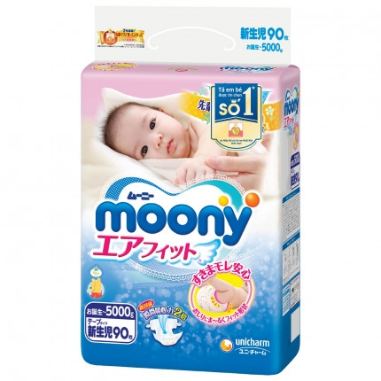 Bỉm - Tã dán Moony Newborn - 90 miếng