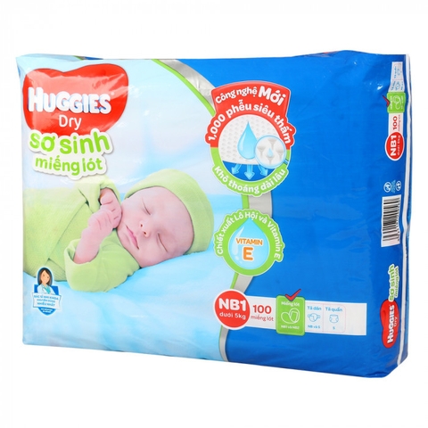 Miếng lót sơ sinh Huggies NB1 - 100 miếng
