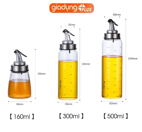 Bình đựng dầu ăn, nước mắm thuỷ tinh borosilicate (chịu nhiệt, chịu lực tốt) tay cầm & viền inox 304 cao cấp PHALEDO (PL-0316) - Gia dụng Plus