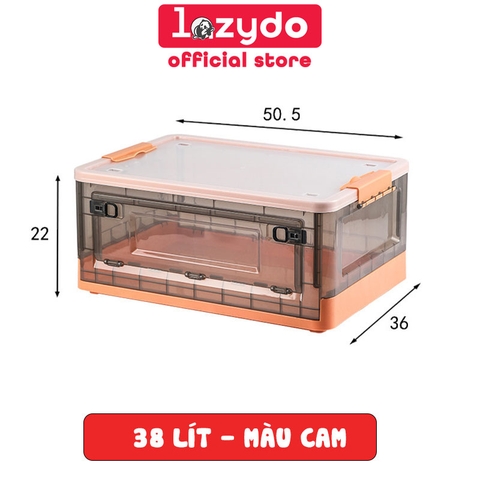 Thùng Nhựa PP Đựng Đồ Gấp Gọn, Có Nắp Đậy Kín Gấp Gọn Thông Minh 38L Đựng Sách, Quần Áo, Đồ Chơi Đa Năng LAZYDO (LZ-0512) - Gia dụng Plus