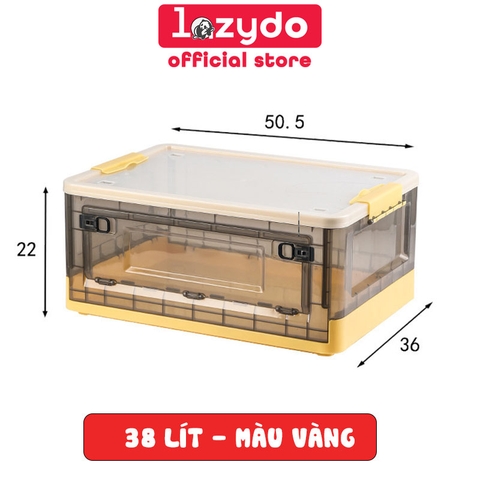 Thùng Nhựa PP Đựng Đồ Gấp Gọn, Có Nắp Đậy Kín Gấp Gọn Thông Minh 38L Đựng Sách, Quần Áo, Đồ Chơi Đa Năng LAZYDO (LZ-0512) - Gia dụng Plus
