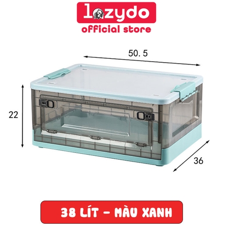 Thùng Nhựa PP Đựng Đồ Gấp Gọn, Có Nắp Đậy Kín Gấp Gọn Thông Minh 38L Đựng Sách, Quần Áo, Đồ Chơi Đa Năng LAZYDO (LZ-0512) - Gia dụng Plus