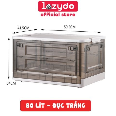 Thùng Đựng Đồ Gấp Gọn 82 Lít Cực Lớn Để Quần Áo, Đồ Dùng Gọn Gàng (Có Bánh Xe, Có Nắp, Ngăn Cửa) LAZYDO - Gia dụng Plus