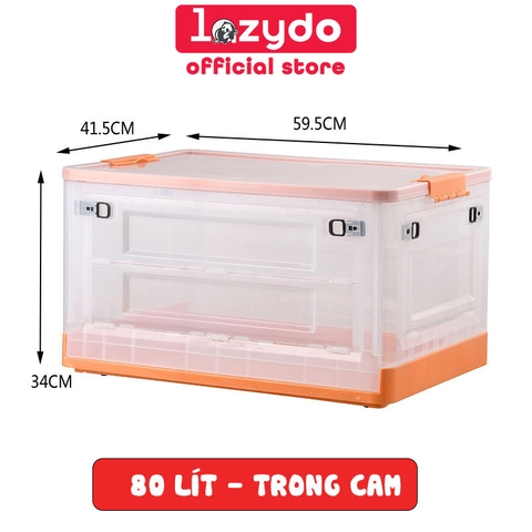 Thùng Đựng Đồ Gấp Gọn 82 Lít Cực Lớn Để Quần Áo, Đồ Dùng Gọn Gàng (Có Bánh Xe, Có Nắp, Ngăn Cửa) LAZYDO - Gia dụng Plus