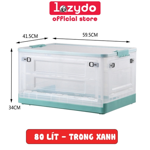 Thùng Đựng Đồ Gấp Gọn 82 Lít Cực Lớn Để Quần Áo, Đồ Dùng Gọn Gàng (Có Bánh Xe, Có Nắp, Ngăn Cửa) LAZYDO - Gia dụng Plus